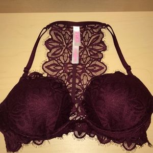 front clip red bralette